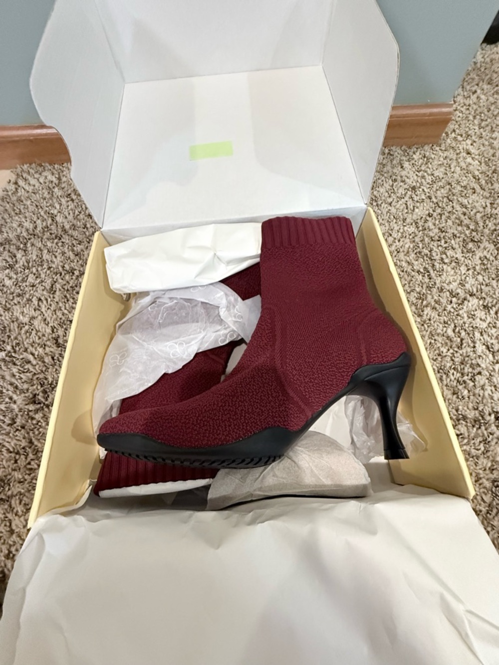 Cosy Island Women's Burgundy Sock Bootie Heels